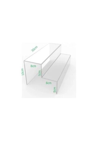 Pleksi Merdiven Raf Şeffaf ( 30 Cm Genişlik ) 2 Katlı Stand Baharatlık