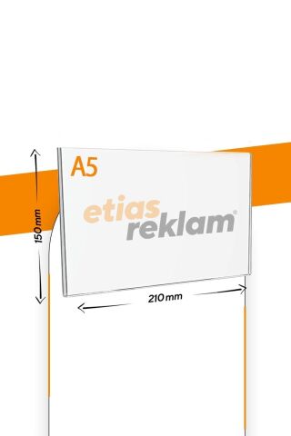 A5 U Tipi Yatay Masa Üstü 75 Li Paket / 2.8 Mm Şeffaf Pleksi Föylük / Broşürlük