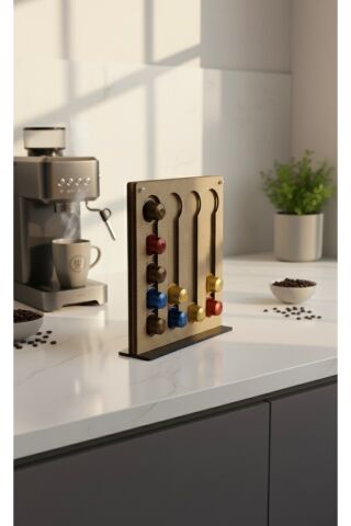 Dekoratif Ahşap Nespresso Kahve Kapsül Tutucu Standı - 20 Kapasiteli