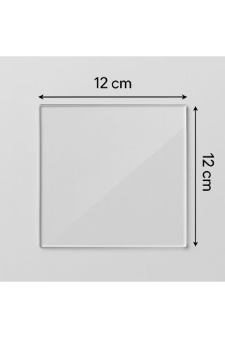 12x12 cm 5 mm Şeffaf Pleksi Akrilik Kare Plaka Dayanıklı Çok Amaçlı Dekoratif ve Kesim Uygulamaları