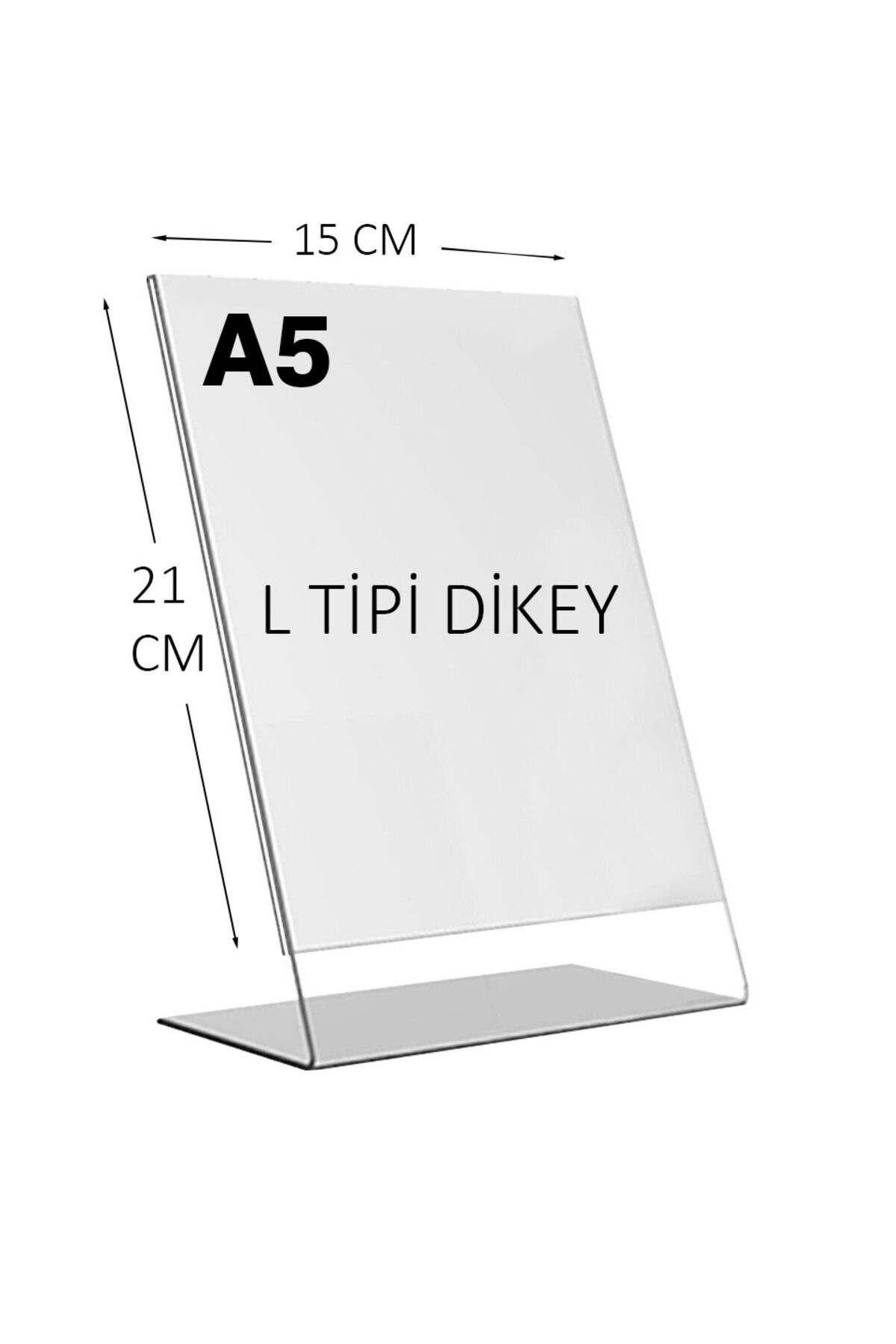 A5 L Tipi Dikey 15X21 Cm Şeffaf Pleksi Föylük Resimlik Stand Üstü Sergileme Etiketlik Fiyatlik
