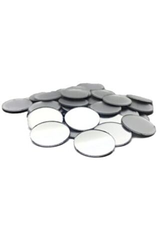 Gümüş Renkli Yapışkanlı Aynalı Pleksi Yuvarlak Kesim 5 Cm (25 Lİ PAKET)