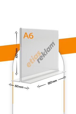 A6 T Tipi Yatay Masa Üstü 20'li Paket / Şeffaf Pleksi Föylük / Broşürlük