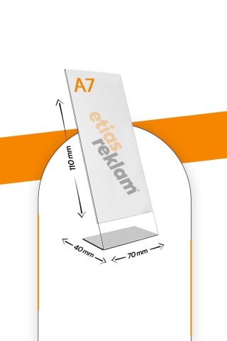 A7 L Tipi Dikey Masa Üstü 10'lu Paket / 2.8 Mm Şeffaf Pleksi Föylük / Broşürlük