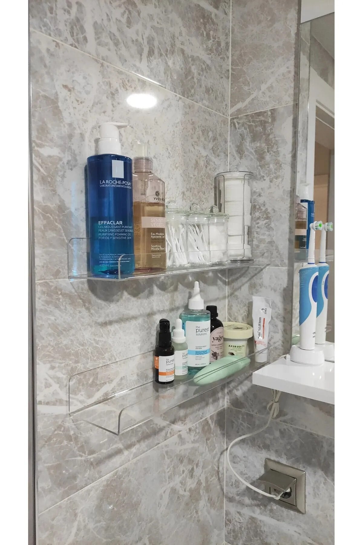 Banyo Düzenleyici Pleksi Raf 40cm X 10 Cm --jelatin Korumalarını Sökünüz--