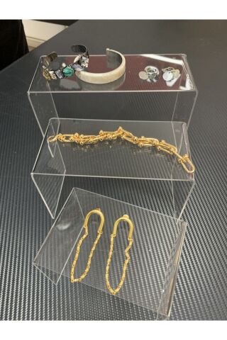 3 lü Şeffaf Pleksi Yükseltici ve Sunum Standı, Gri, Şeffaf, Şık, Dayanıklı, Çok Amaçlı