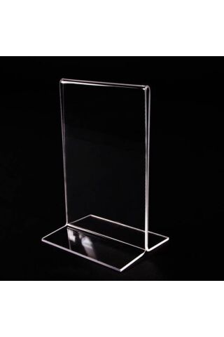1/3(10.5CMX21CM) Masaüstü T Tipi Dikey Pleksi Föylük Broşürlük Fiyatlık 5 Adet