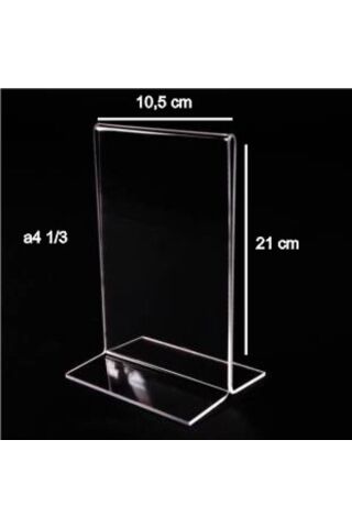 1/3(10.5CMX21CM) Masaüstü T Tipi Dikey Pleksi Föylük Broşürlük Fiyatlık 5 Adet