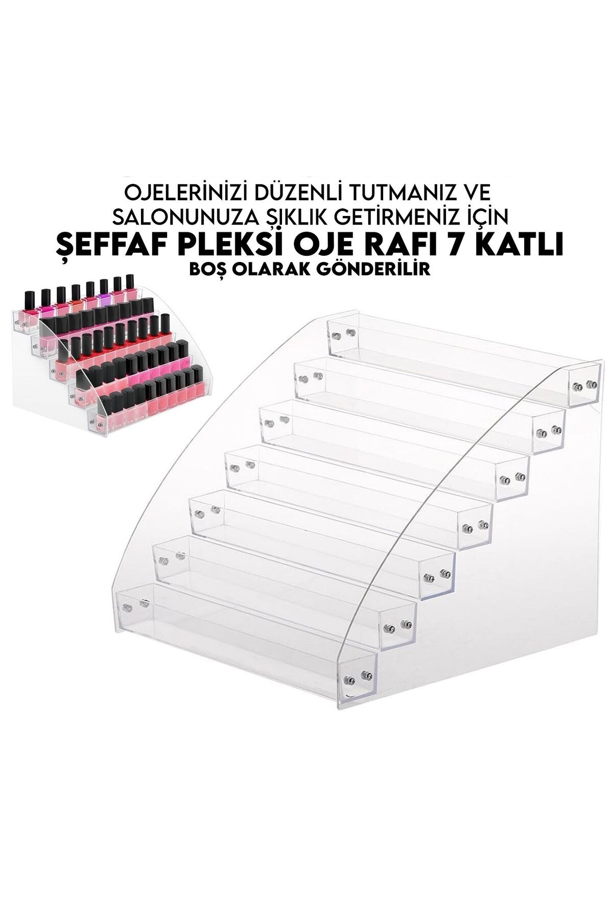 7 Katlı Pleksi Oje Rafı Oje Standı Oje Şişesi Organizer Kutu