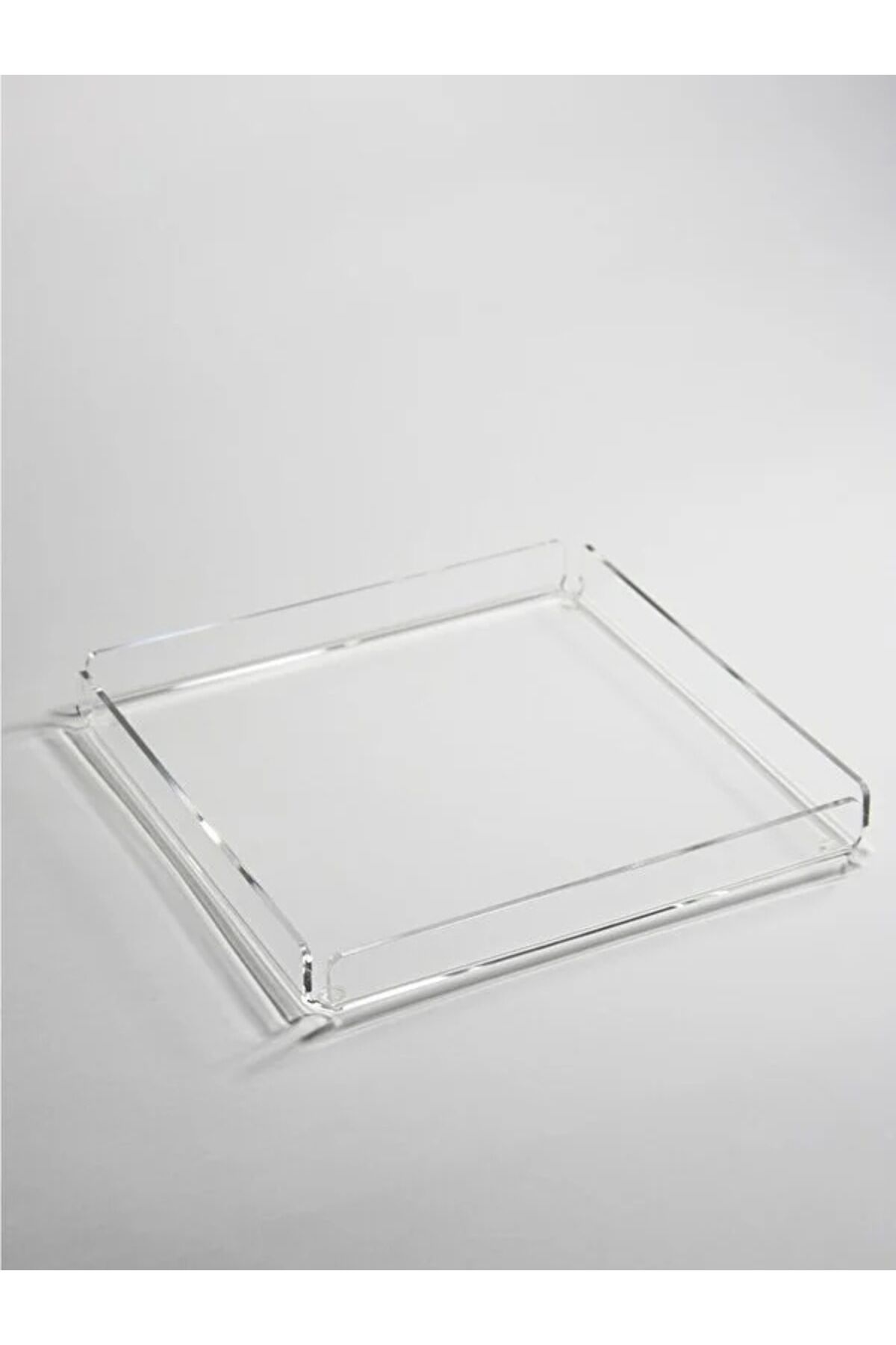 Tasarım Şeffaf Pleksi Tepsi 27x37 Cm Servis, Kahve, Çay Ve Sunum Tepsisi (TUTMA YERİ YOK)