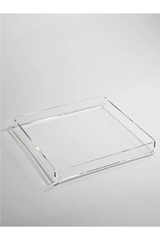 Tasarım Şeffaf Pleksi Tepsi 27x37 Cm Servis, Kahve, Çay Ve Sunum Tepsisi (TUTMA YERİ YOK)