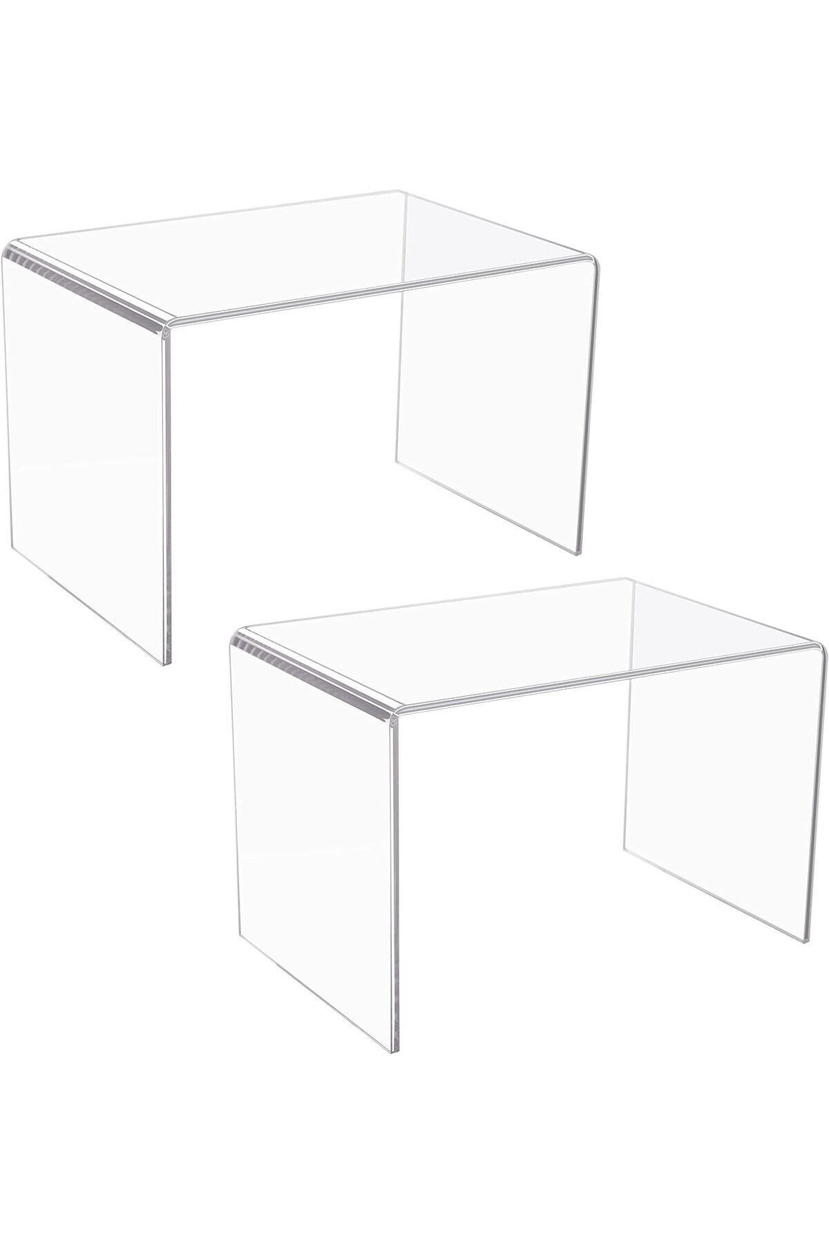 Şeffaf Pleksi Yükseltici Standı 17x17 cm, 2'li set, gösterişli sergileme çözümü