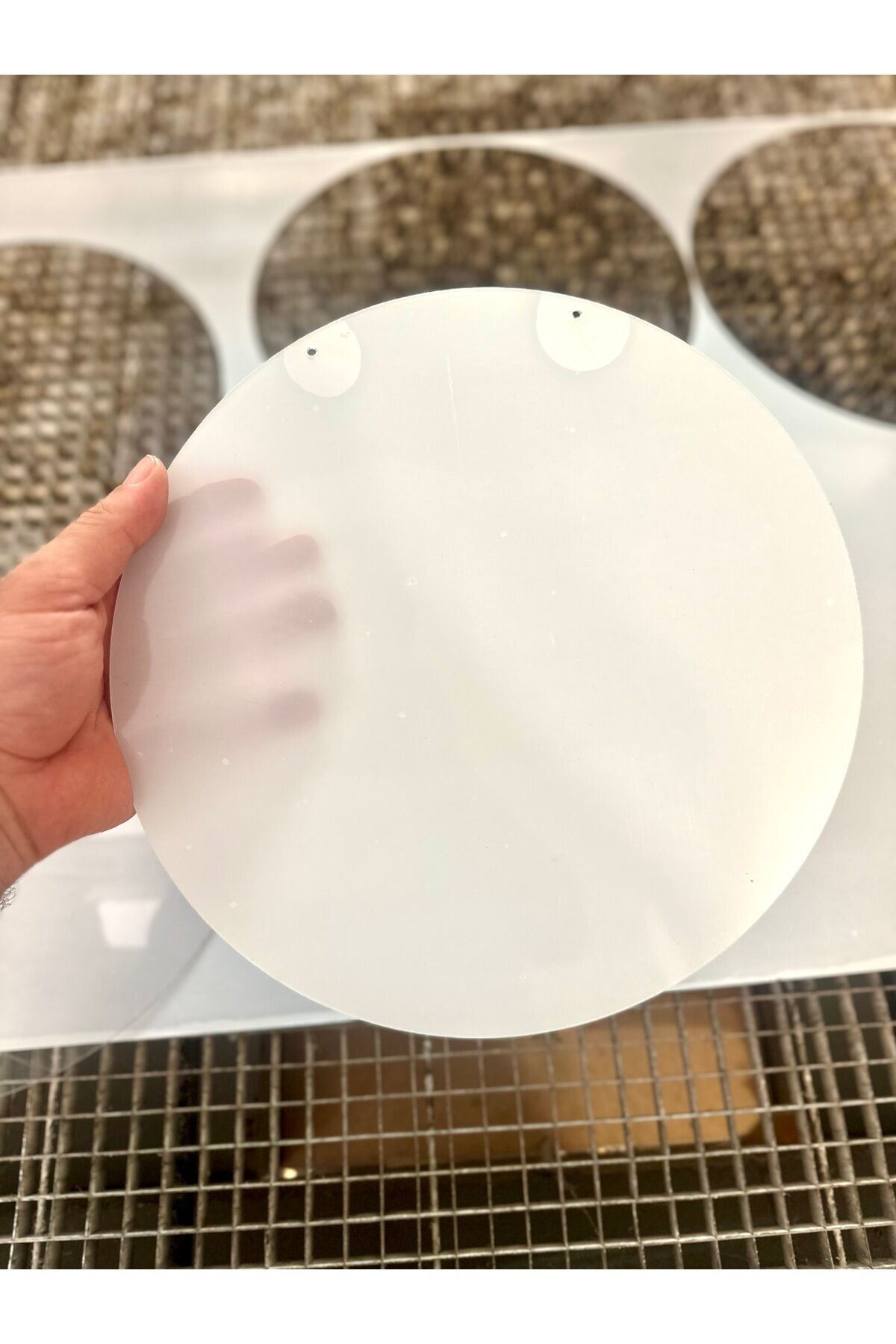 Delikli Şeffaf Pleksi Kapı Süsü Süsleme Çemberi Yuvarlak Boş Pleksi 30 cm