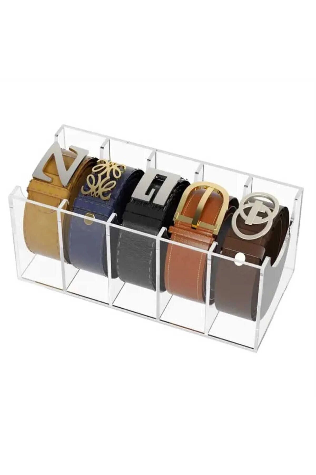 5 Bölmeli Premium Pleksi Kemer Organizer (Kemer Düzenleyici)