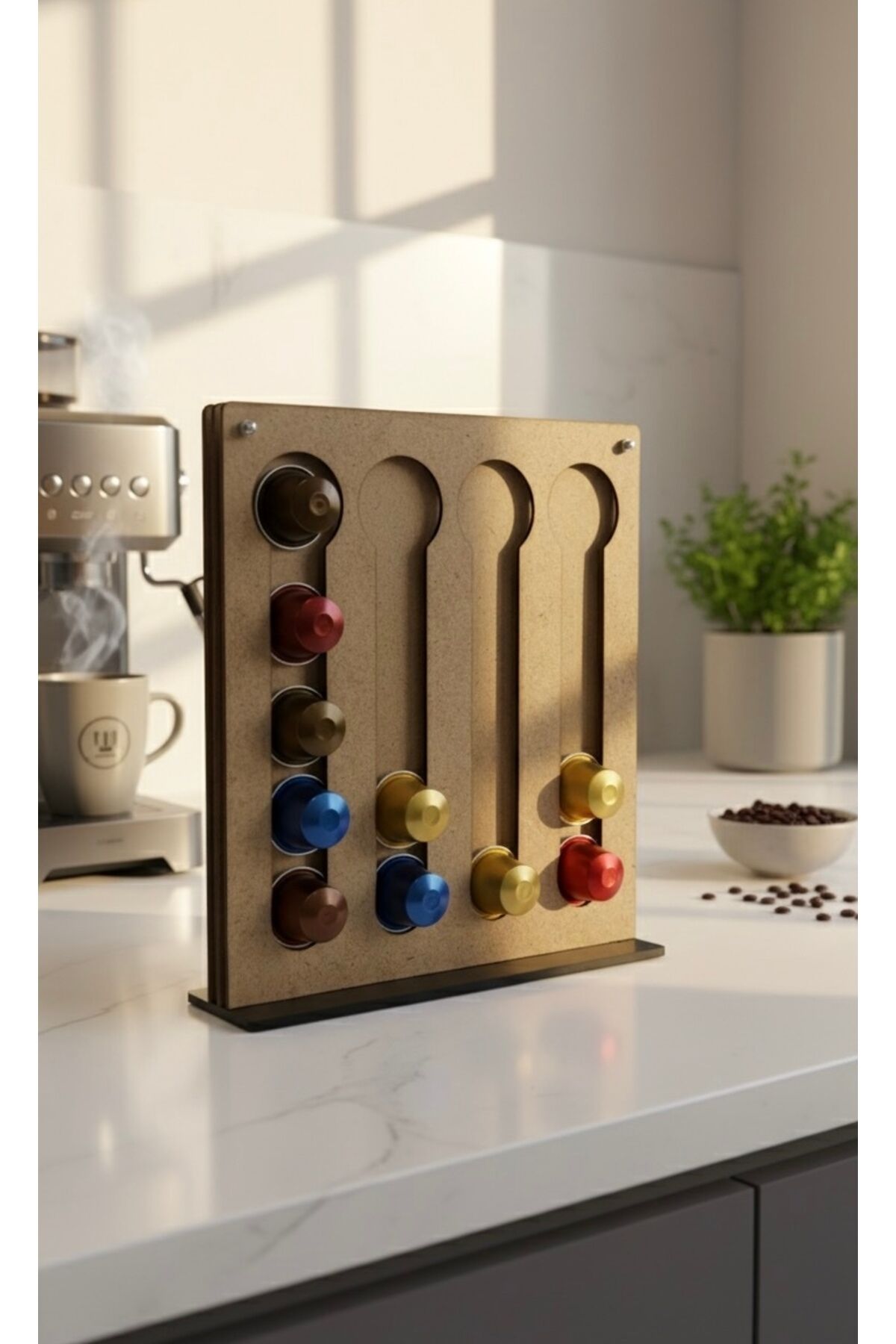 Dekoratif Ahşap Nespresso Kahve Kapsül Tutucu Standı - 20 Kapasiteli
