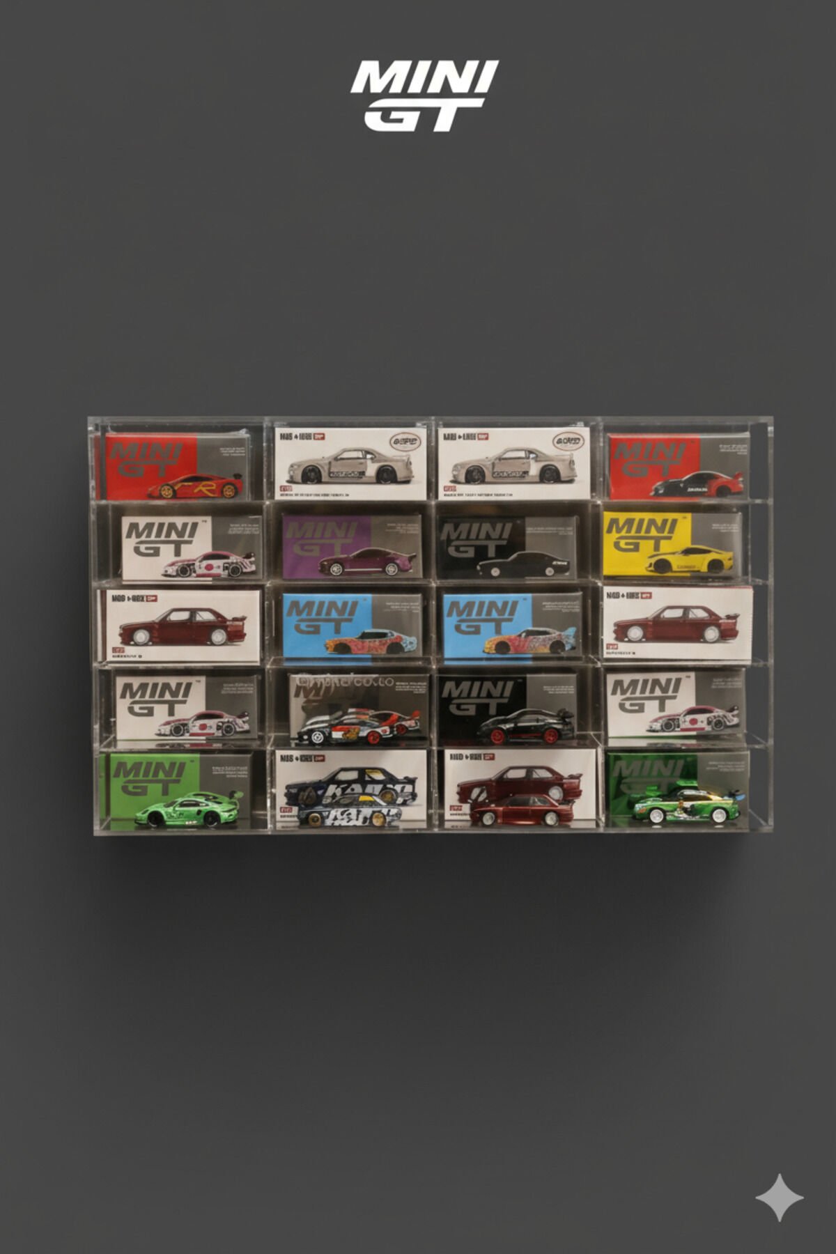 Mini GT Uyumlu 1:64 Ölçek 20 Gözlü Pleksi Model Araba Sergileme Rafı – Şeffaf Akrilik Stand