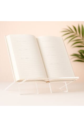 Büyük Boy Şeffaf Akrilik Nota Kitap Standı | 35x33 cm Pleksi Masaüstü Kitaplık Desteği
