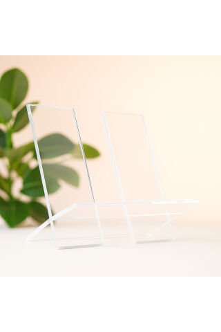 Büyük Boy Şeffaf Akrilik Nota Kitap Standı | 35x33 cm Pleksi Masaüstü Kitaplık Desteği