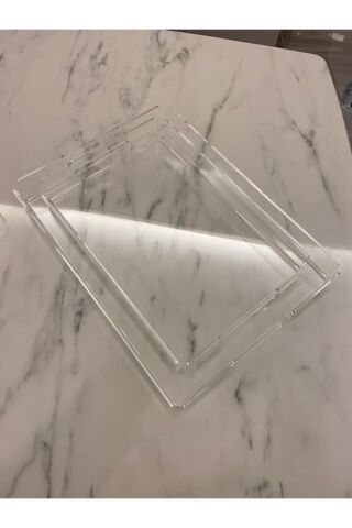 Nisba Ticaret Ürünü Şeffaf Pleksi Sunum Tepsisi 35x25 Cm Pleksi Sunum Tepsisi