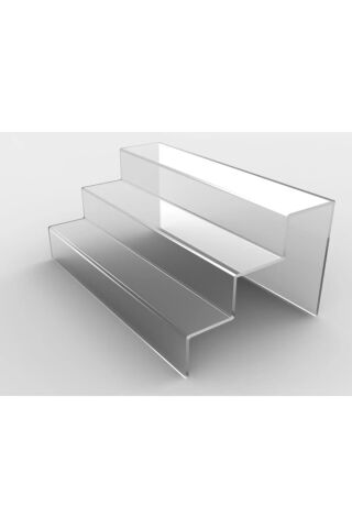 Pleksi Stand Pleksi Şeffaf Merdiven Sergileme Standı (3 BASAMAK EN 35 CM) Akrilik