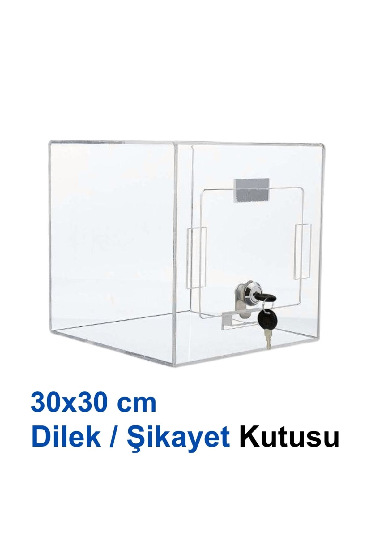 30x30 Dilek / Şikayet Kutusu - | Şeffaf Pleksi | - | Kilitli Kağıt Kutusu | - | Bağış Kutusu |