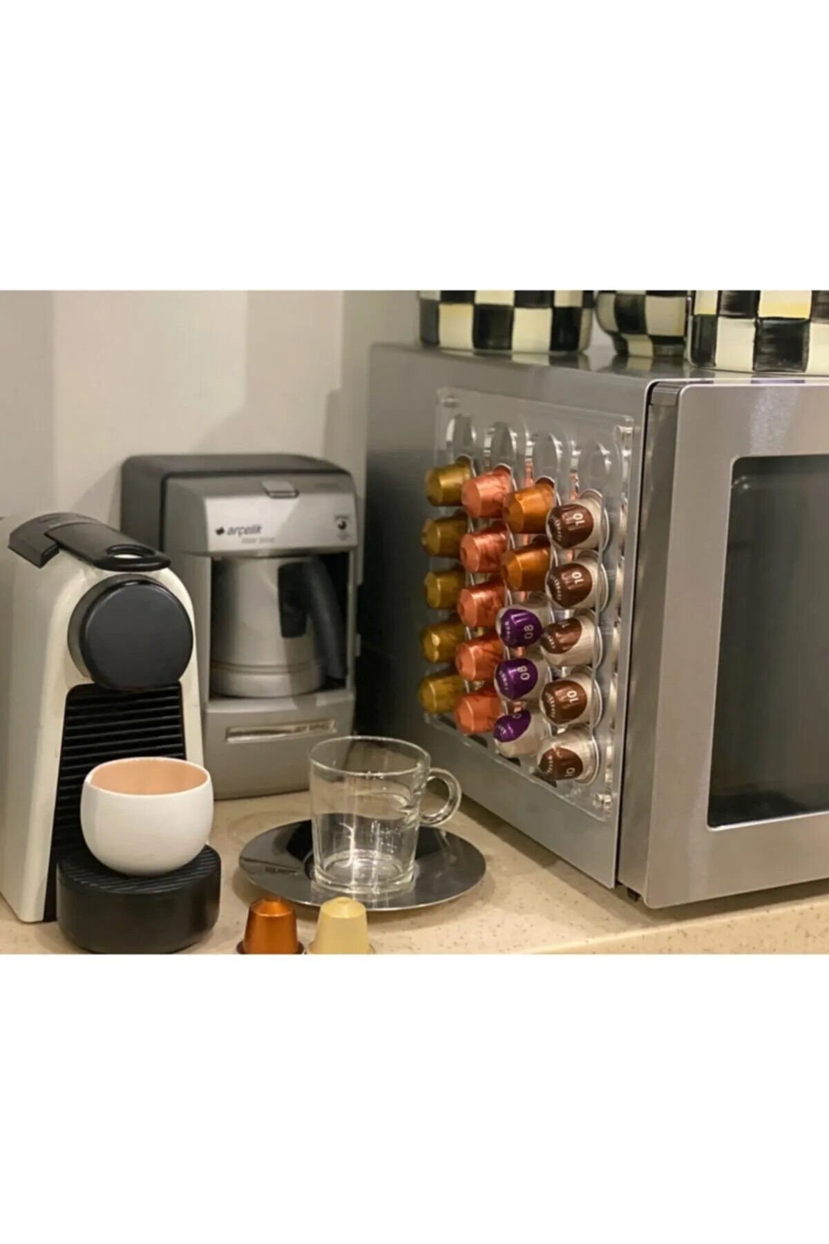 Kapsül Kahve Standı Buzdolabı Için Mıknatıslı 20 Kapsül Kapasiteli Nespresso Uyumlu