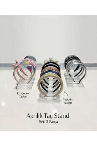 Akrilik Şeffaf Taç ve Toka Organizeri - Çok Amaçlı Takı Düzenleyici Stand