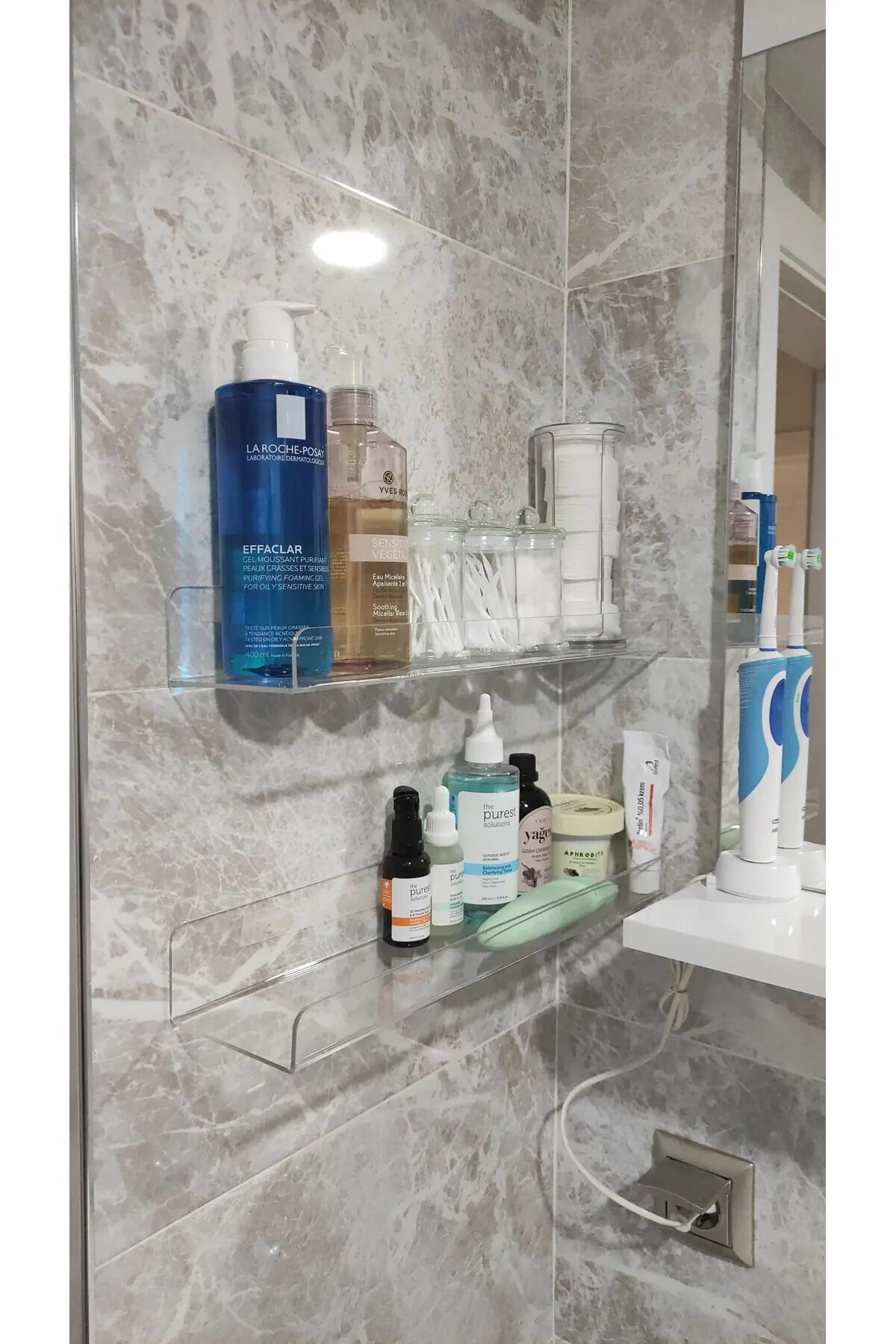 Banyo Düzenleyici Pleksi Raf 40cm X 10 Cm --jelatin Korumalarını Sökünüz--