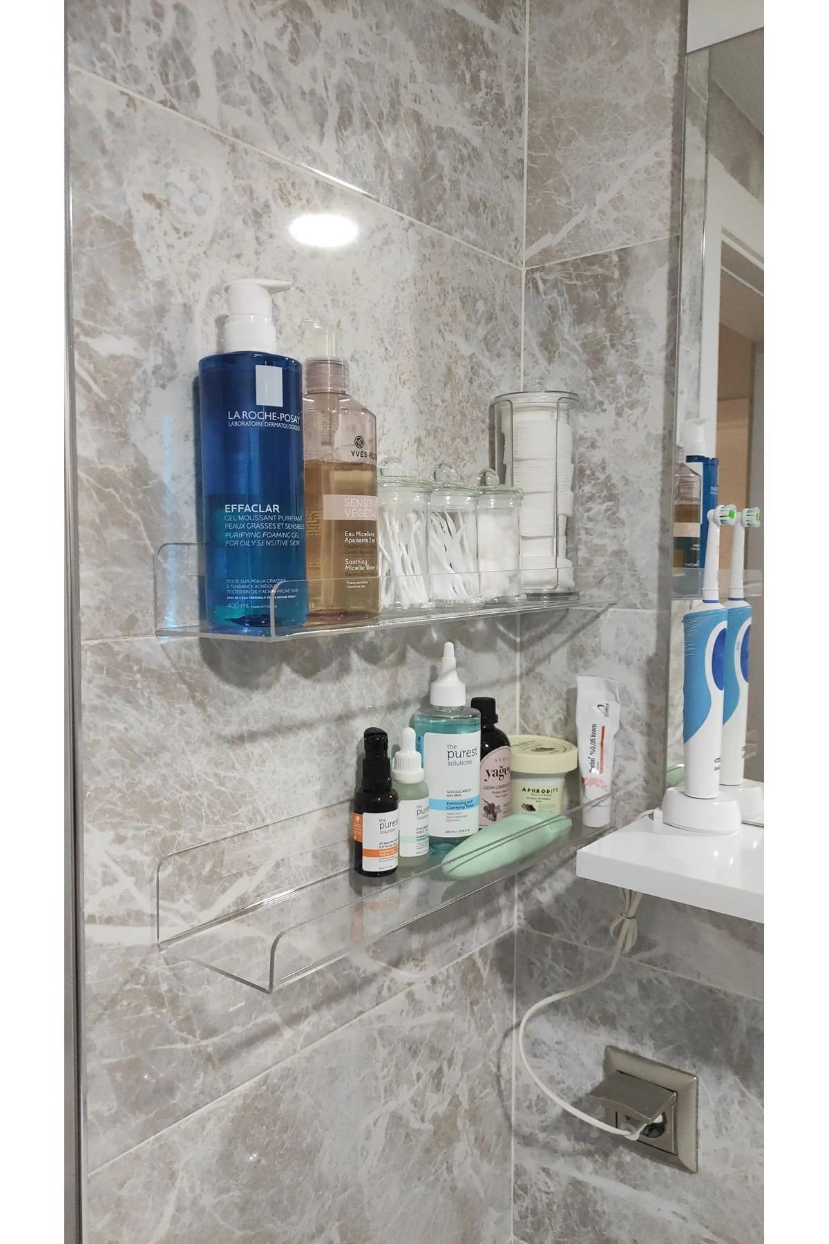 Banyo Düzenleyici Pleksi Raf 30 cm x 10 cm ( 2 ADET )